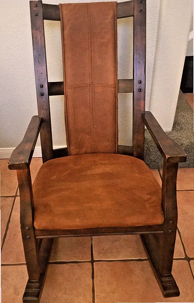 Brown Wood & Microsuede Rocking Chair * Pick Up ONLY * Great Sturdy Condition