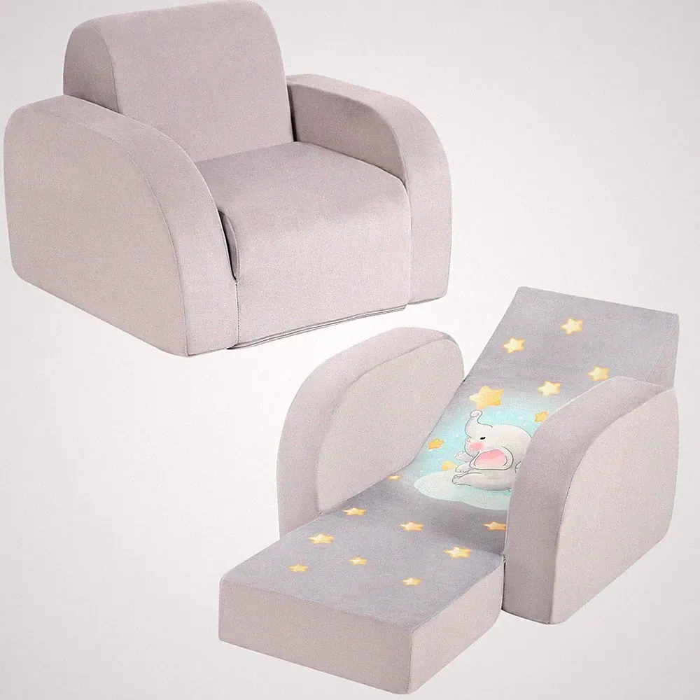 MOMCAYWEX Kids Sofa, 3-in-1 Flip Open Toddler Couch, Comfy Kids Lounger, Velv...