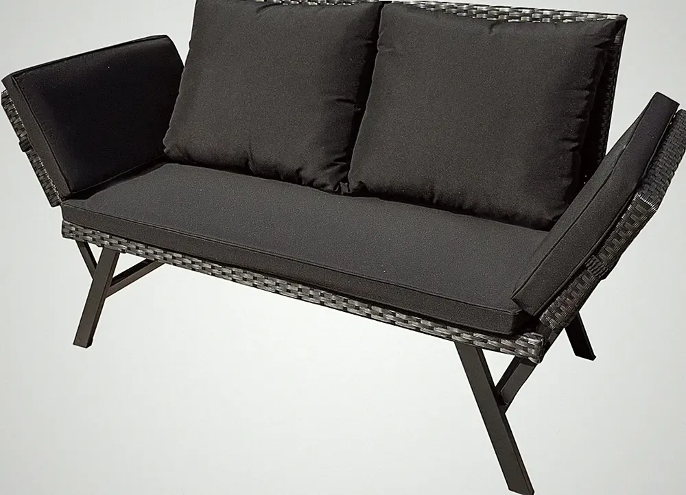 Outdoor Sofa, Woven Rattan Patio Furniture, Convertible Daybed or Double Chair w
