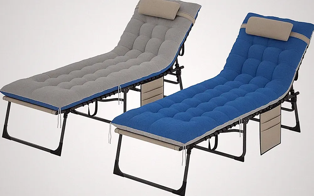 Outsunny Chaise Lounge Chair Outdoor Set of 2, 5-Position Adjustable Outdoor Poo