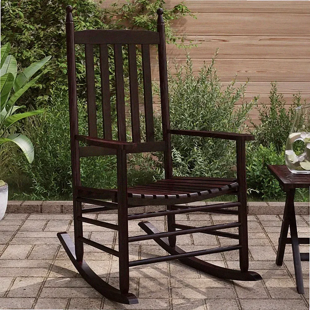 Rocking Chairs with Curved Seats 2 pcs Brown Solid Wood Poplar