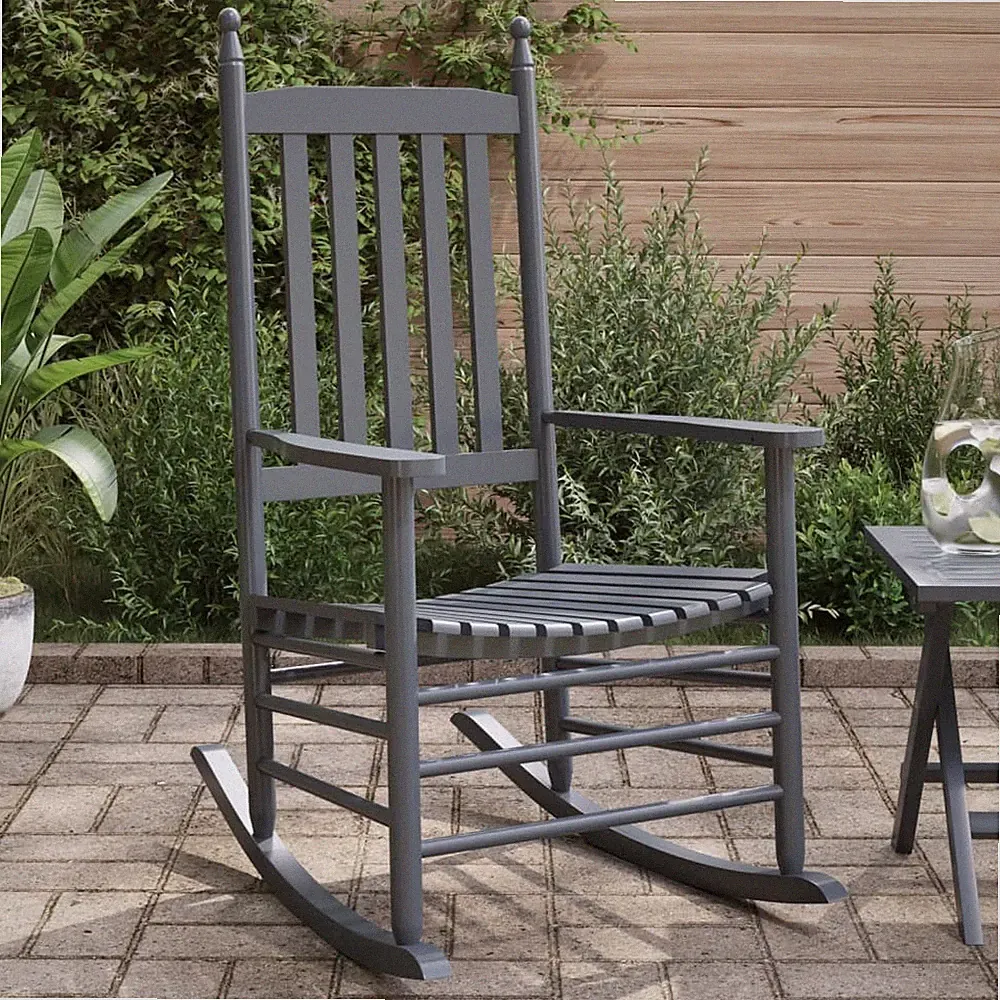 Rocking Chairs with Curved Seats 2 pcs Gray Solid Wood Poplar