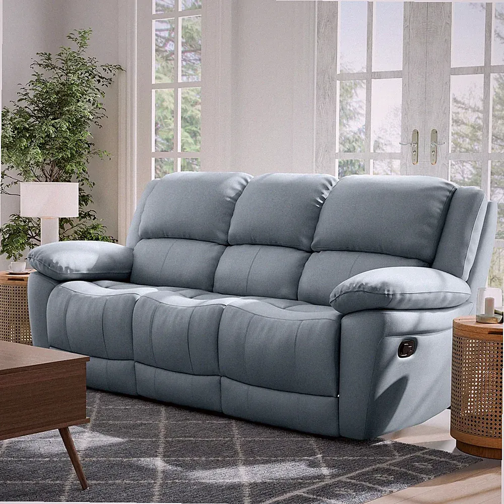 Sorin Modern Leather Recliner Sofa with Pillow Armrests and High Density Foam, R