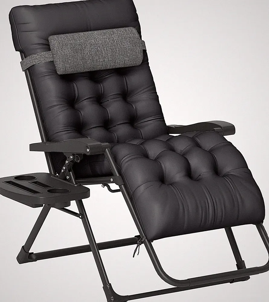 Zero Gravity Chair,Folding Reclining Lounge Chair,Padded Cushion,Side Tray..